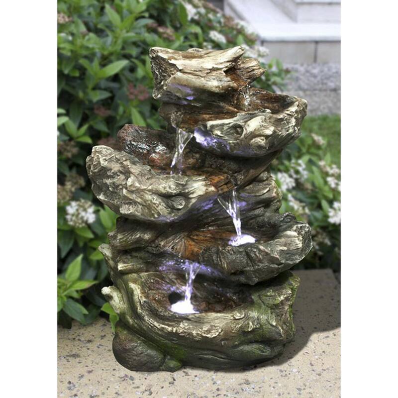 Log Waterfall 4 Level with LED Fountain