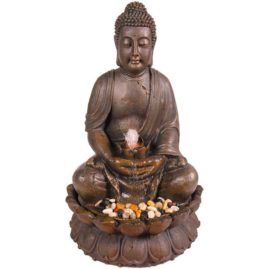 33 in. Tall Indoor/Outdoor Meditating Buddha Water Fountain Yard Decor