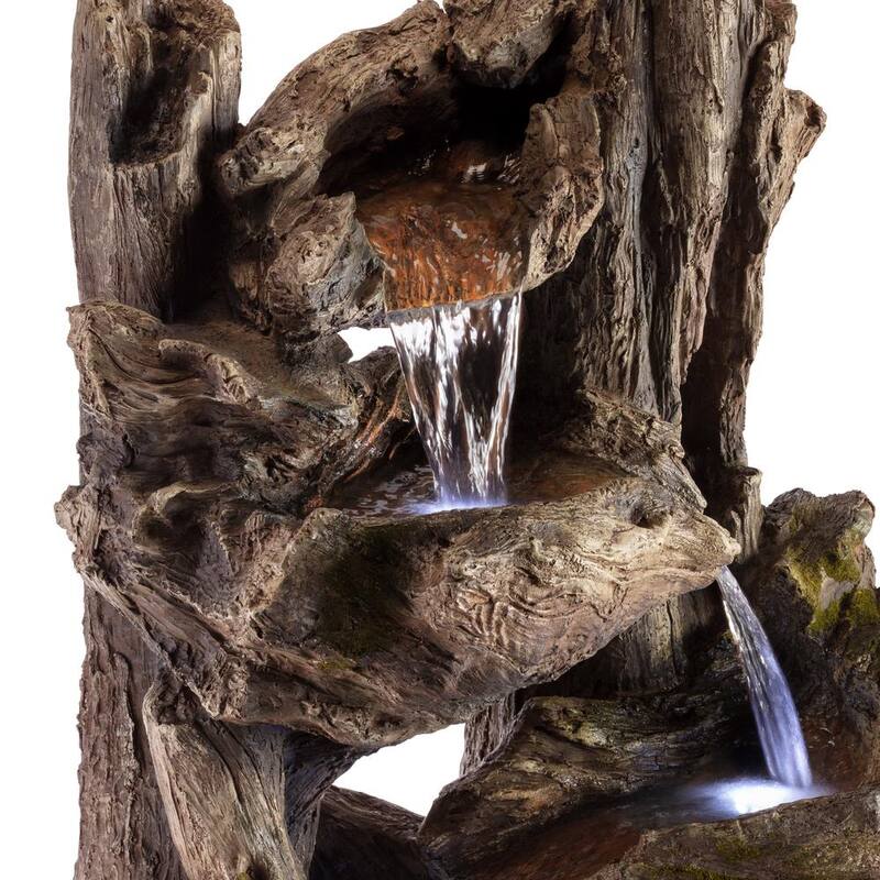 39 in. Tall Outdoor 4-Tier Rainforest Waterfall Fountain with LED Lights