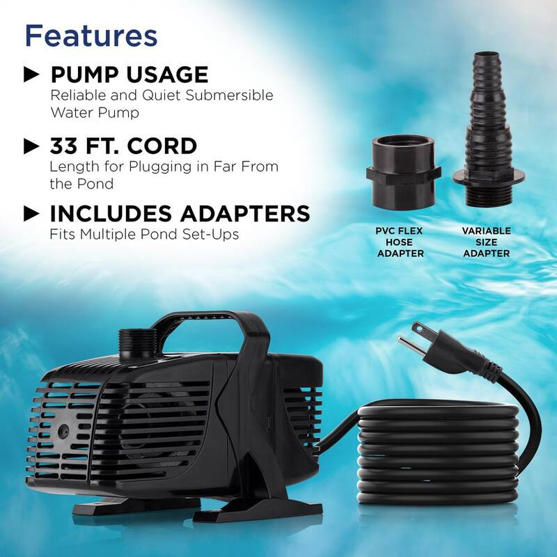 Tornado Pump 3100 GPH with 33 ft. Cord for Ponds, Fountains, and Waterfalls