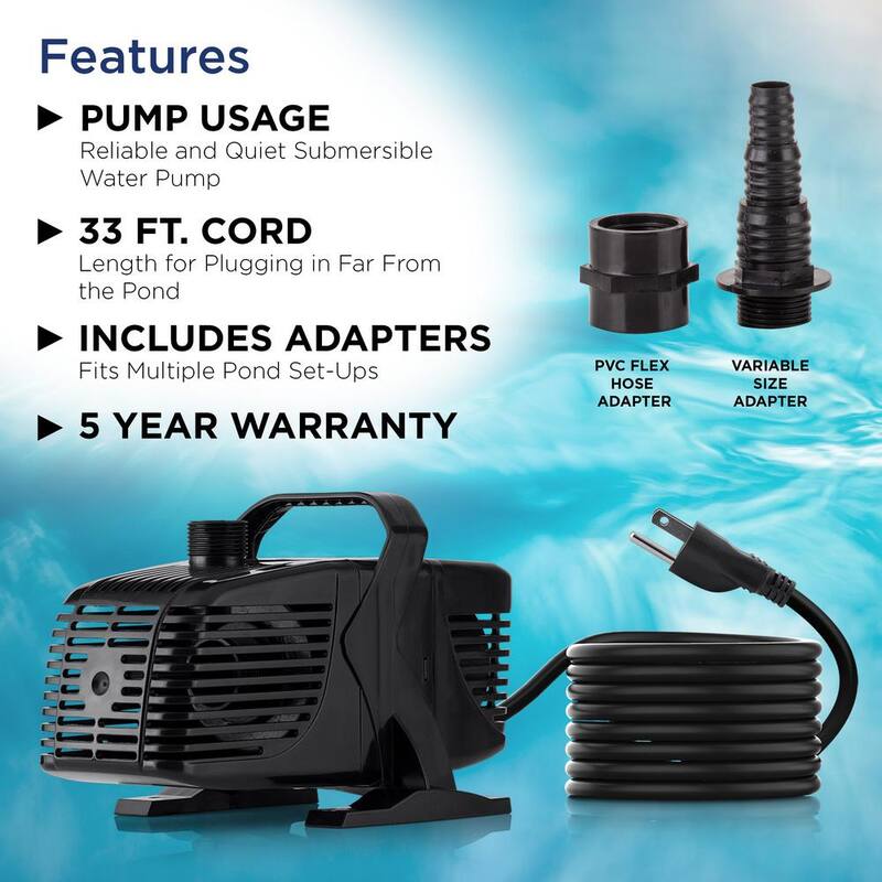 Tornado Pump 3100 GPH with 33 ft. Cord for Ponds, Fountains, and Waterfalls