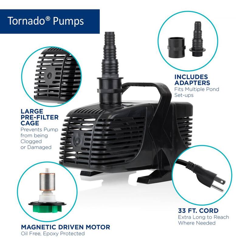 Tornado Pump 3100 GPH with 33 ft. Cord for Ponds, Fountains, and Waterfalls