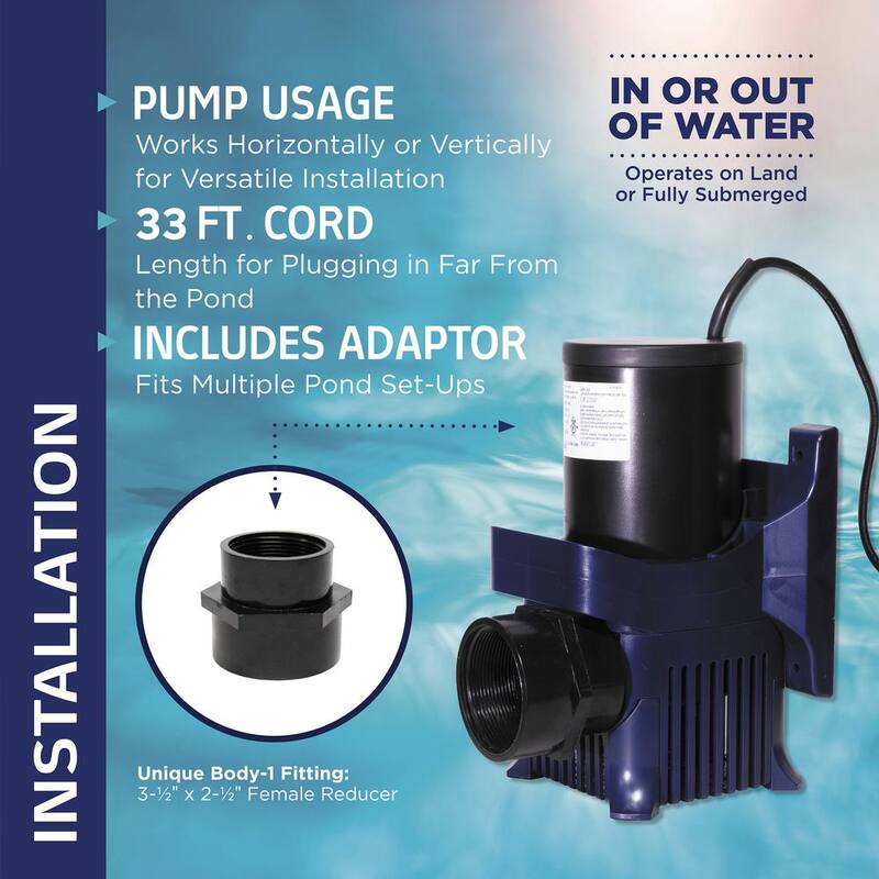 10300 GPH Outdoor Decor Accessory for Fountains, Waterfalls, and Water Circulation