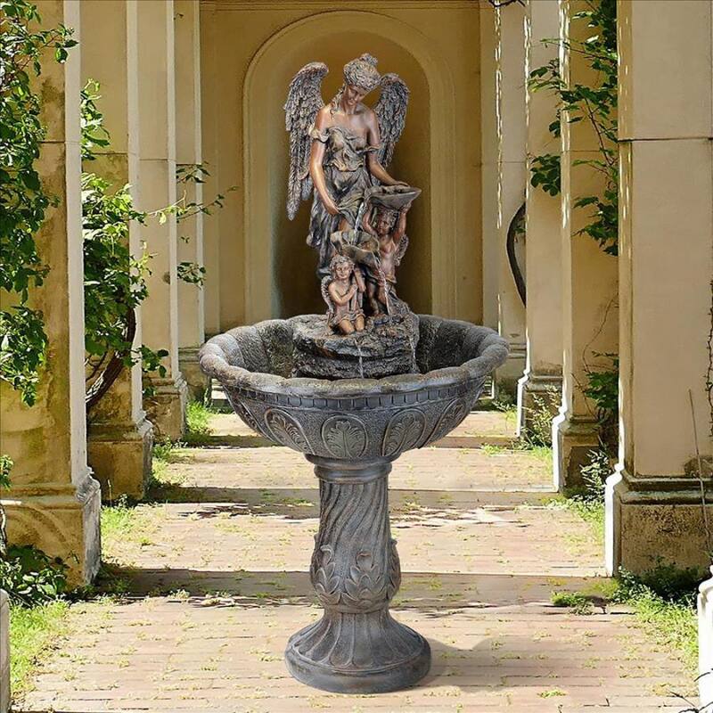 47 in. H Heavenly Moments Angel Waterfall Polyresin Garden Fountain