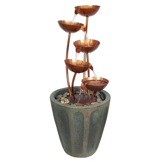 Copper Falls Cascading Stone Bonded Resin Garden Fountain