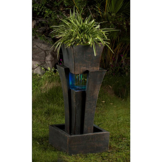 Raining Water Fountain with Planter LED Light