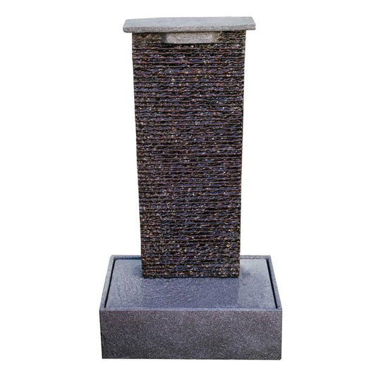 32.5 in. Tall Freestanding Cascading Ridge Waterfall Fountain with Pedestal and Auto Shut Off Pump Indoor/Outdoor, Black