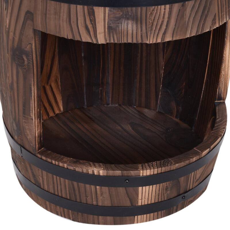 Unique Outdoor Water Fountain Brown Wood and Metal Waterfall, Rustic Apple Barrel Pump Garden Decor for Outside Backyard