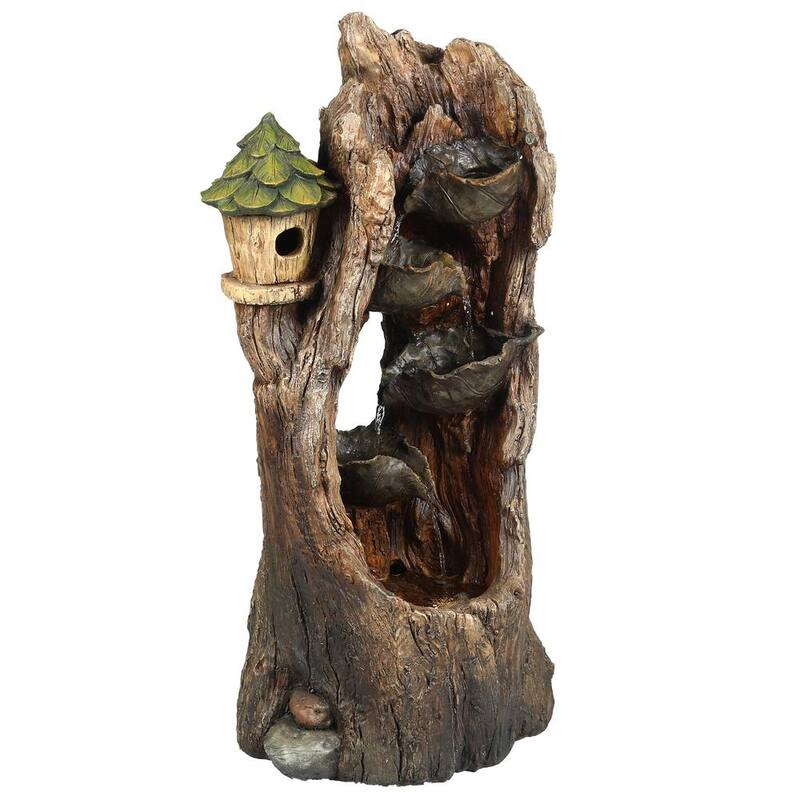 Resin Hollow Tree Outdoor Waterfall Fountain