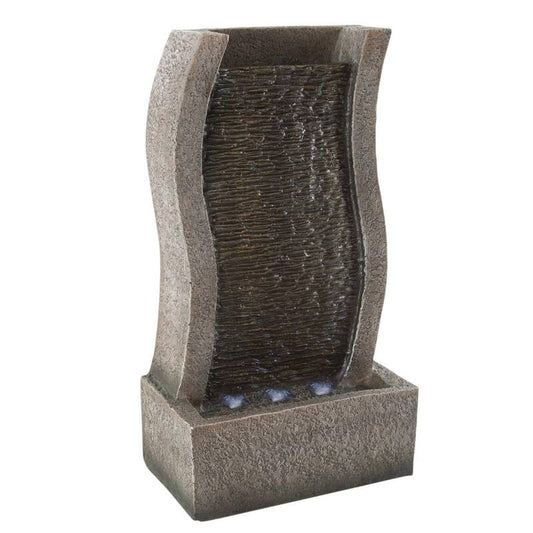 Freestanding Polyresin Stone Wall Waterfall Water Fountain with LED Lights