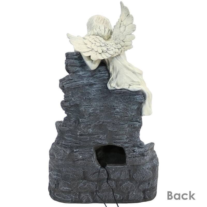 29 in. Angel Falls Solar Cascading Water Fountain with Battery Backup and LED Light