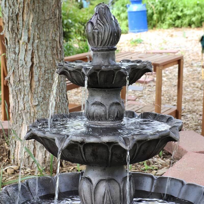 3-Tier Dark Brown Classic Tulip Lightweight Outdoor Tiered Fountain