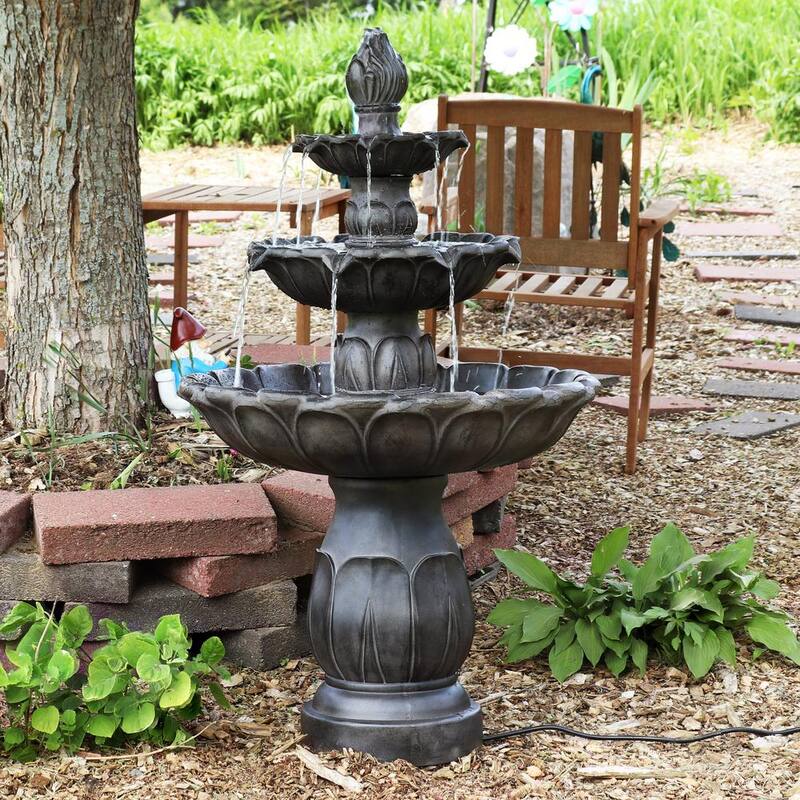 3-Tier Dark Brown Classic Tulip Lightweight Outdoor Tiered Fountain