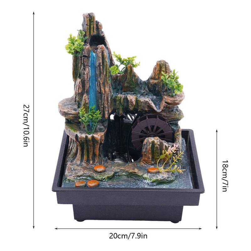 Square Tabletop Mountains Fountain Indoor Illuminated Waterfall with Automatic Pump