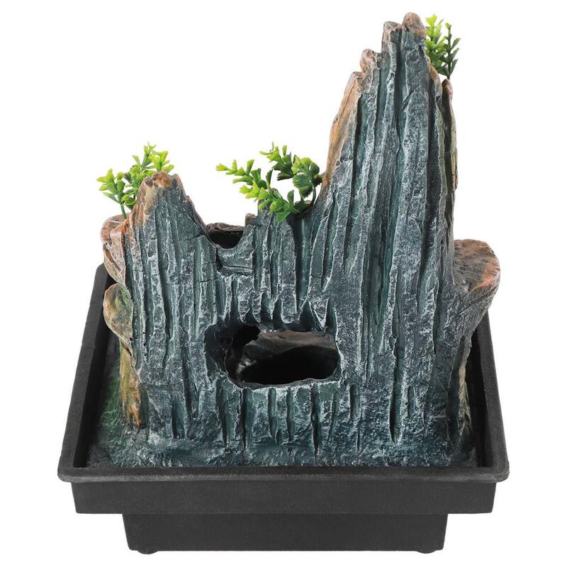 Square Tabletop Mountains Fountain Indoor Illuminated Waterfall with Automatic Pump