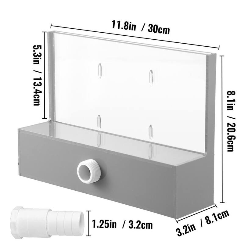 Swimming Pool Waterfall 11.8 x 3.2 x 8.1 in. Pool Fountain with Blue Strip LED Light Pool Waterfalls for Inground Pools