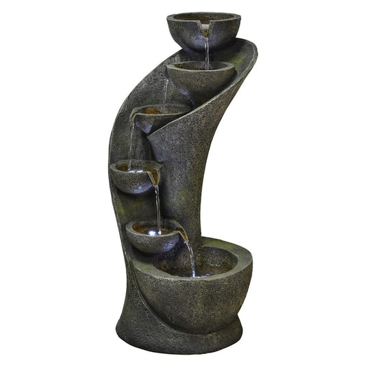 23.6 in. 6-Tier Outdoor Garden Fountain - Outside Fountains and Waterfalls with Bowls Curved Design for Indoor Outdoor