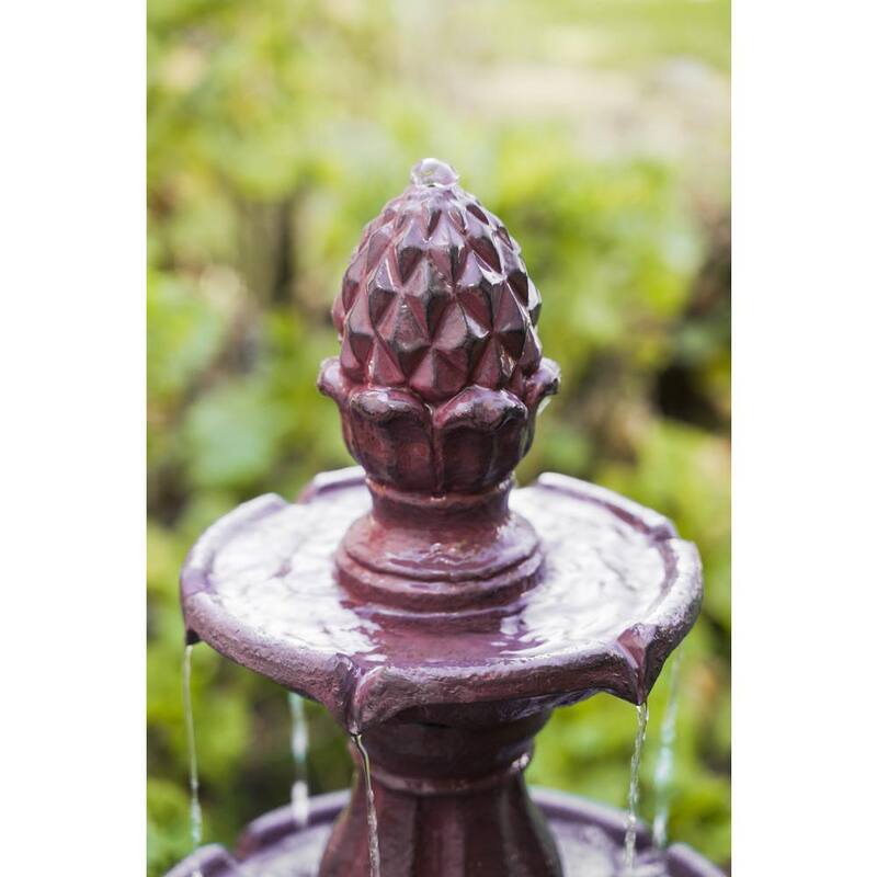 52 in. Tall 3-Tier Freestanding Waterfall Fountain, Outdoor Garden, Yard, Lawn, Porch Decor, Brown