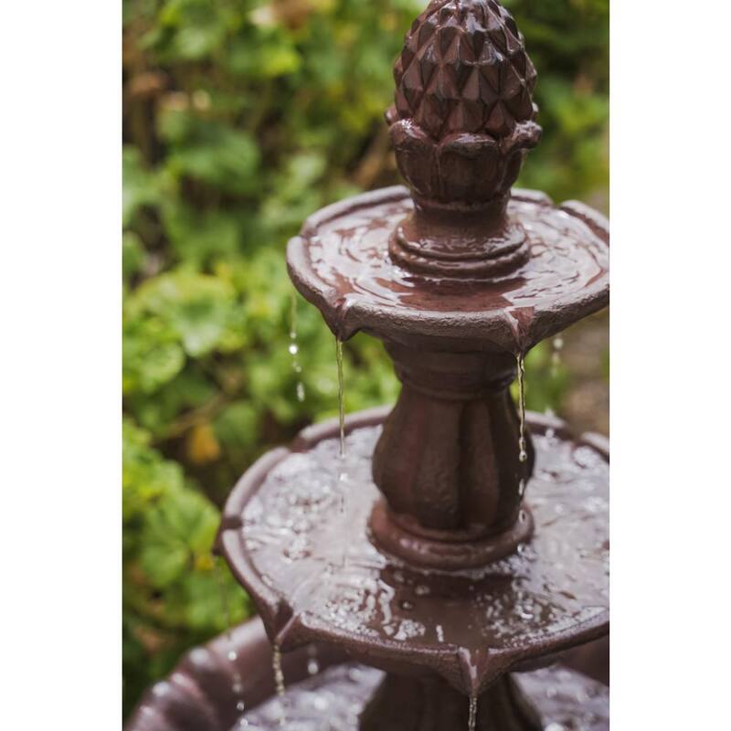 52 in. Tall 3-Tier Freestanding Waterfall Fountain, Outdoor Garden, Yard, Lawn, Porch Decor, Brown